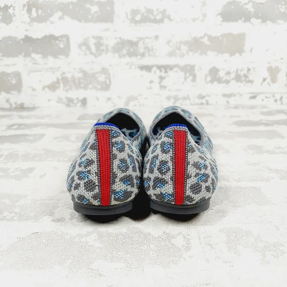 New Rothy's The Flat Grey Spotted Animal Print Knit Ballet Flats W349